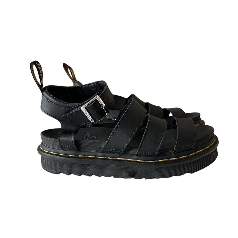 Dr Martens Womens Blaire Platform Sandal  Black Hydro Leather Strap Size 7